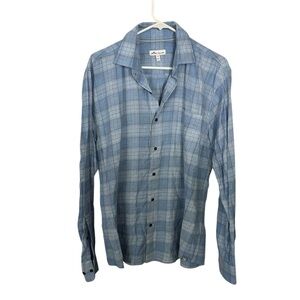 Peter Millar Cotton Men’s Blue Plaid Long Sleeve Size Medium